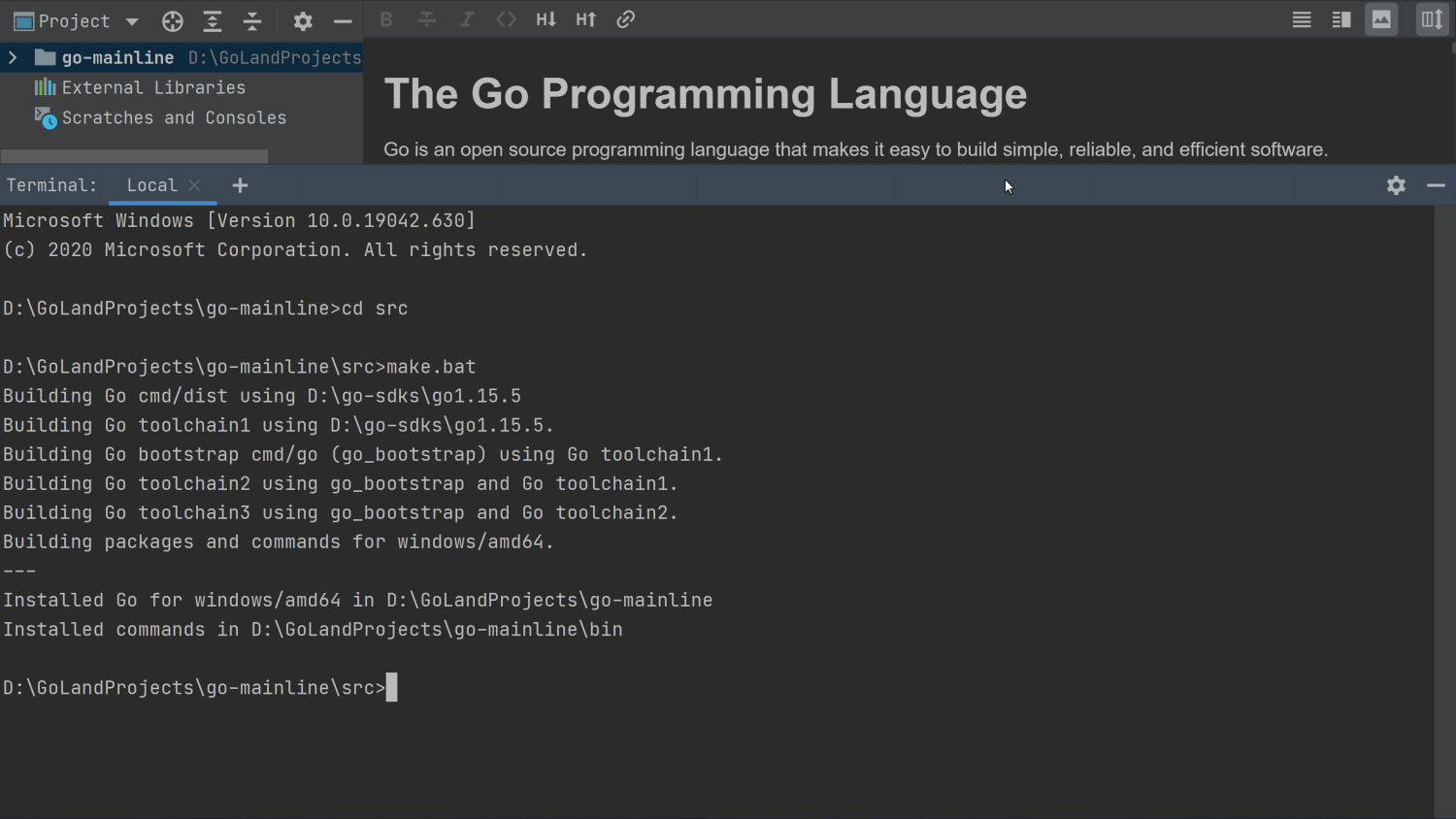 Configure GoLand to compile the Go SDK