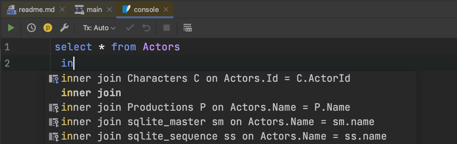 sql query console