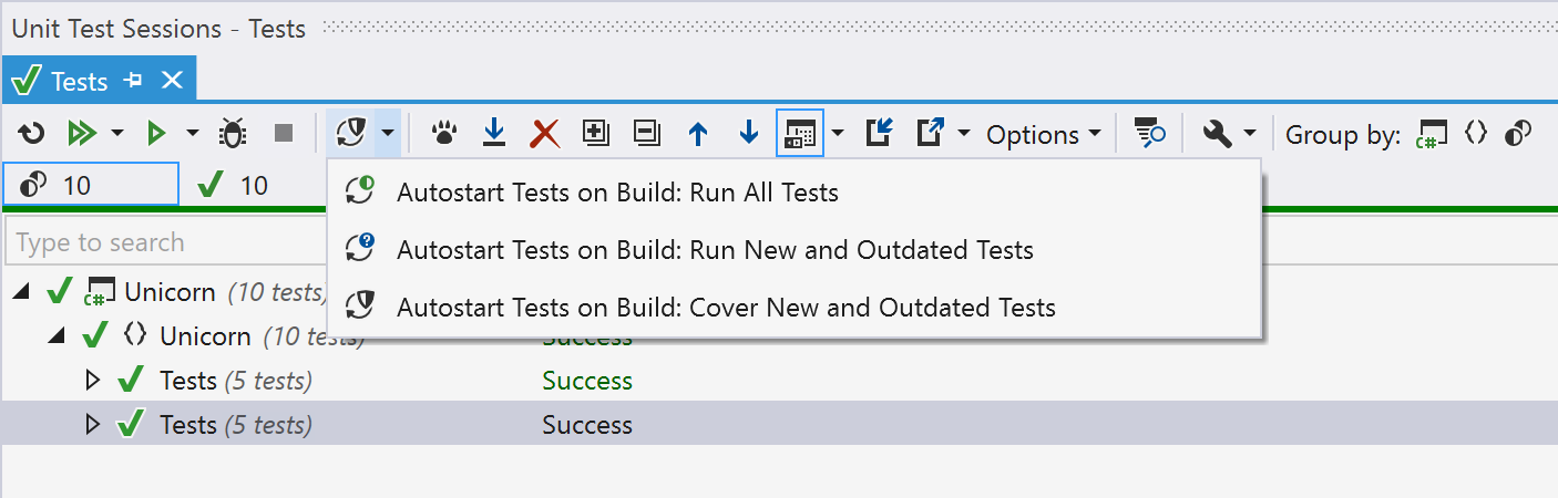 continuous testing build modes in ReSharper