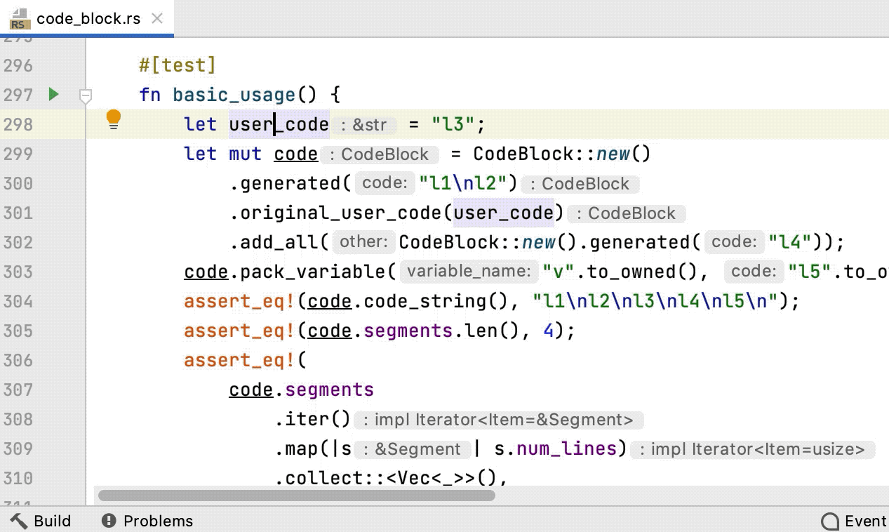 Inline for local variables