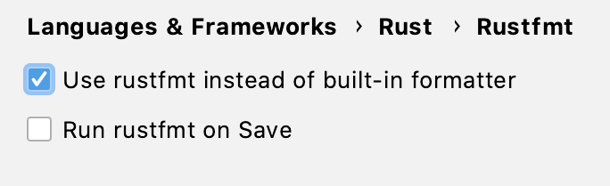 Rustfmt settings