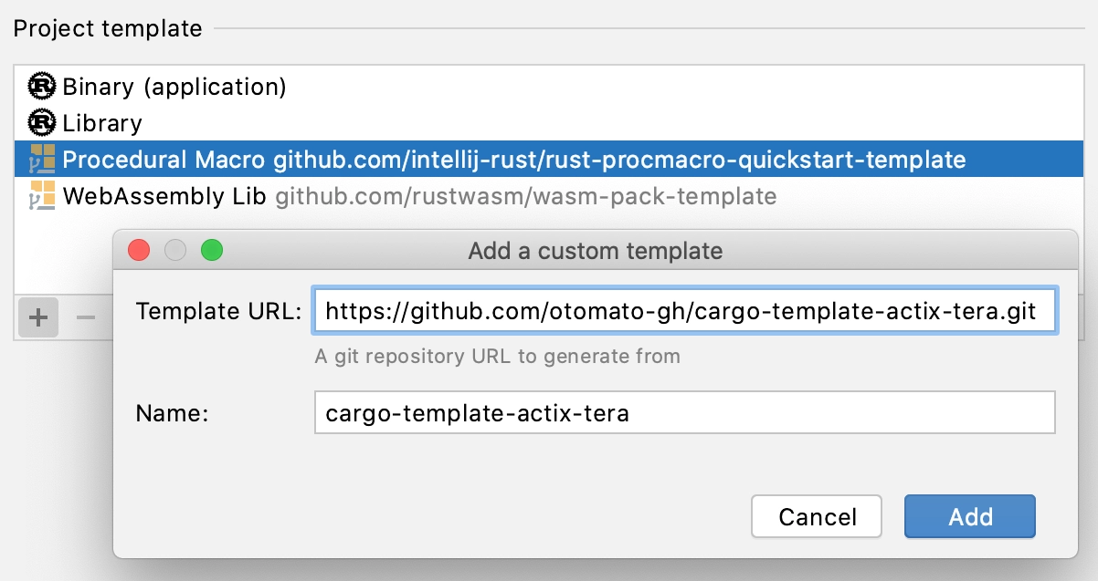 Using a custom cargo-generate template