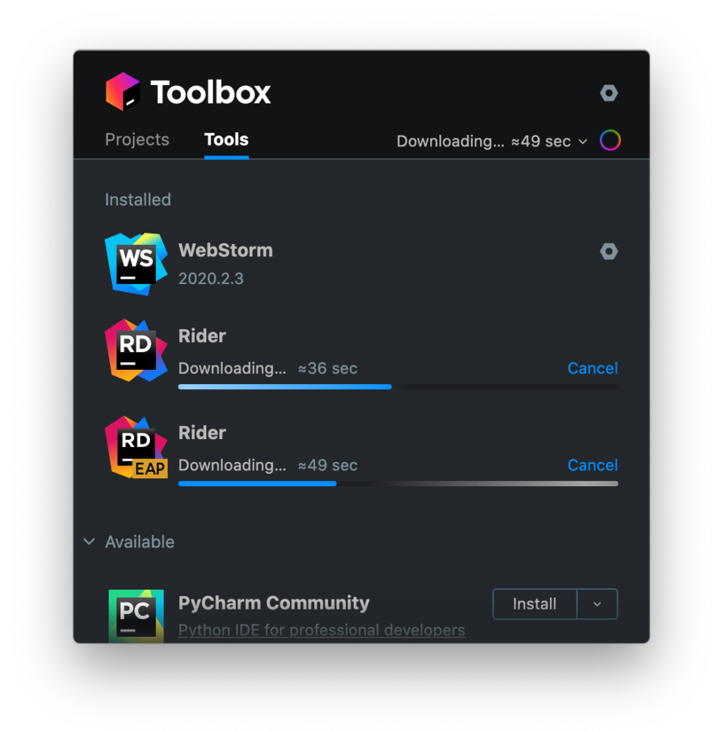 New progress bars in the Toolbox App