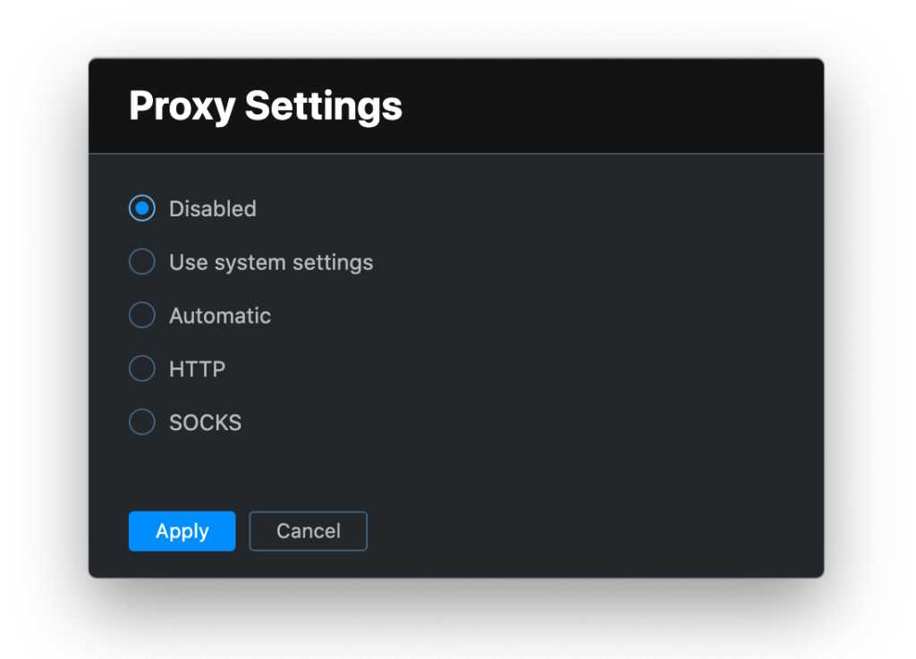 Proxy Settings in the Toolbox App