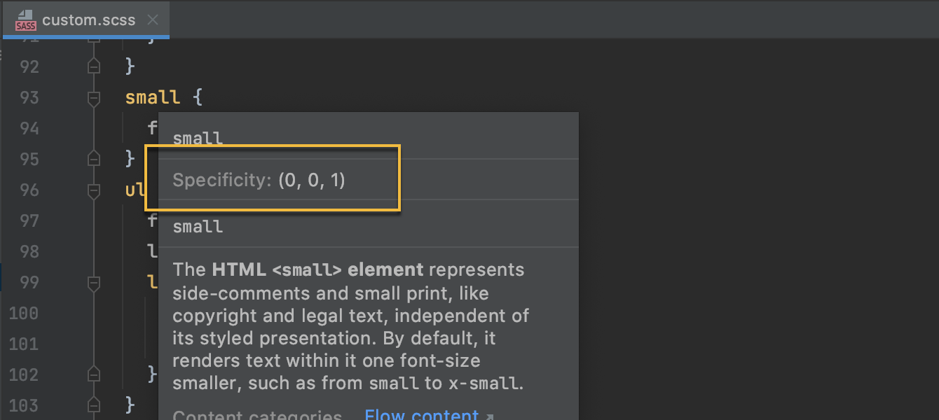 Specificity for style sheets