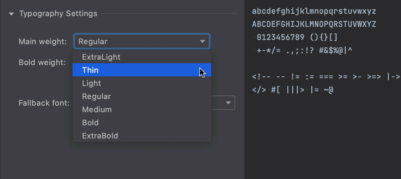 Adjustable font weight