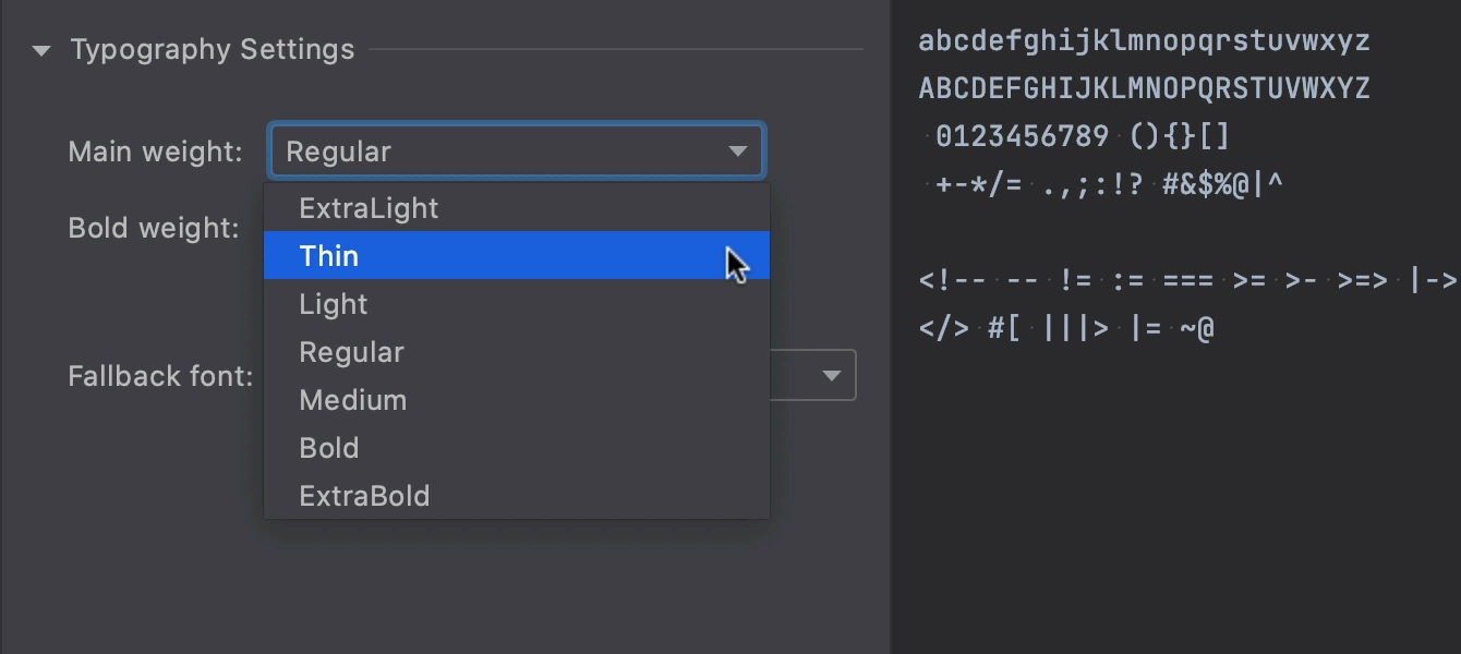 Adjustable font weight