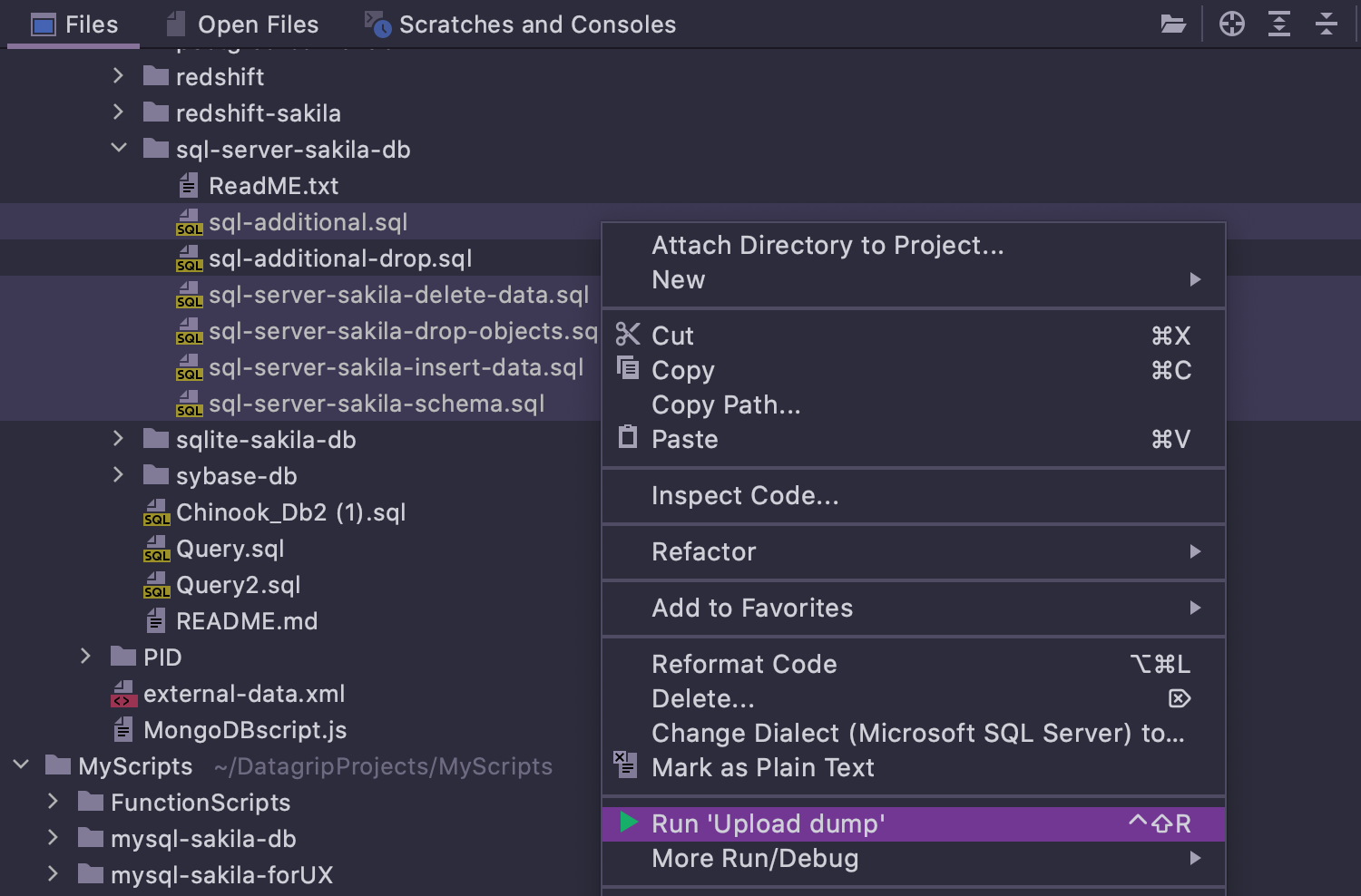 datagrip query history