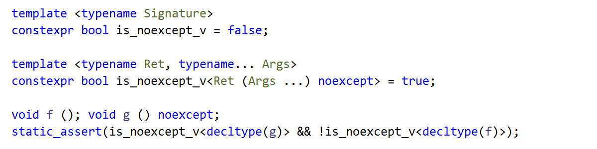 noexcept as a part of the function type