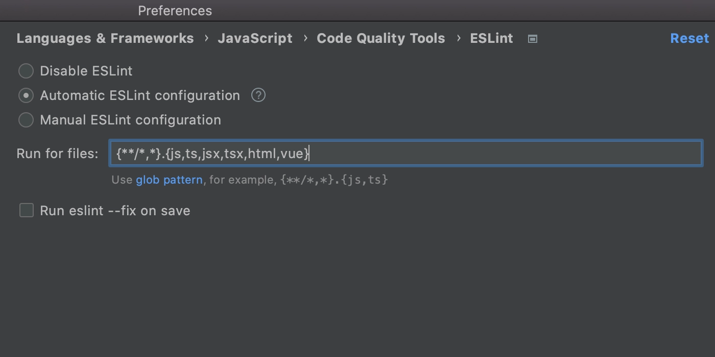 use eslint webstorm