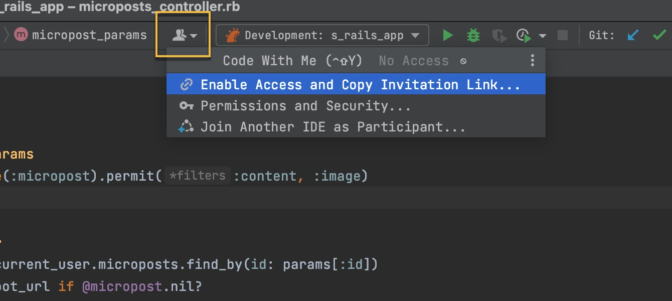 Invide others to Code With Me