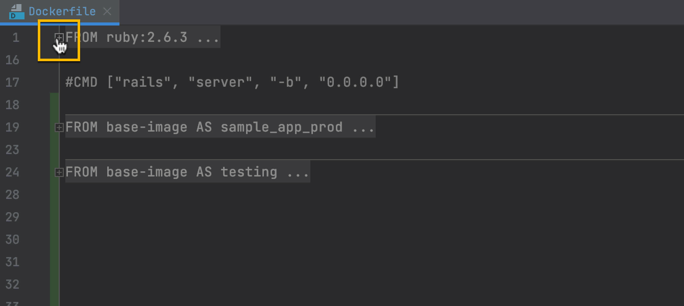 Folding statements in Dockerfile