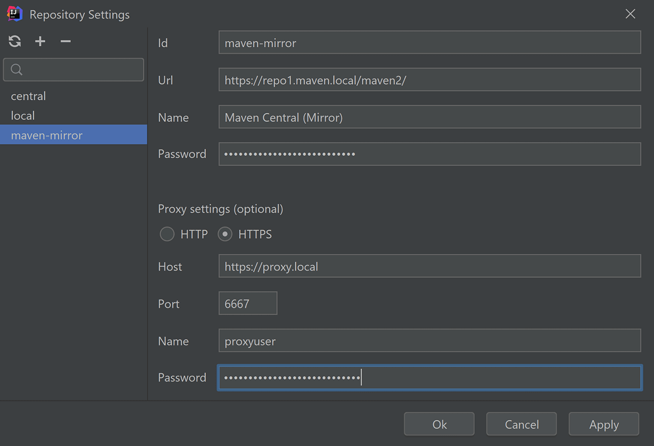 Repository Settings Window