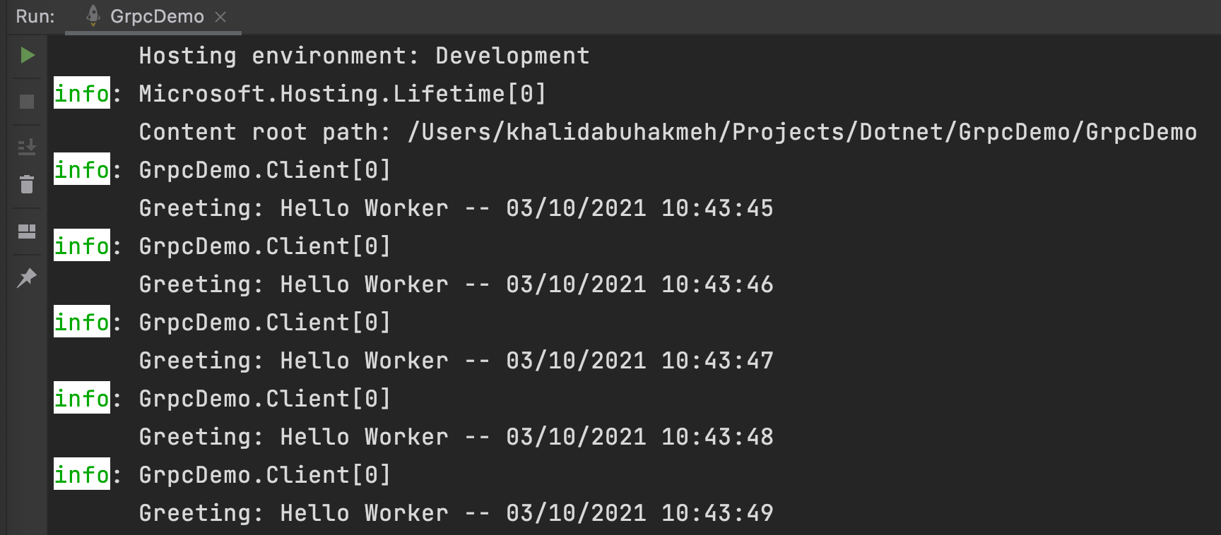 JetBrains Rider console output