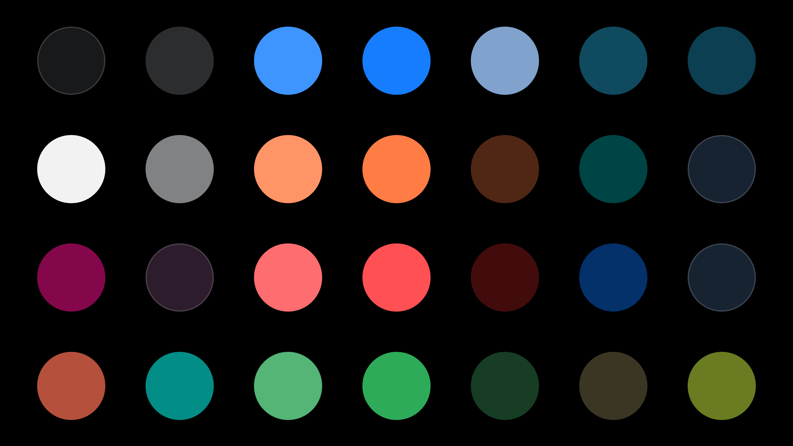 Dark mode deals color palette