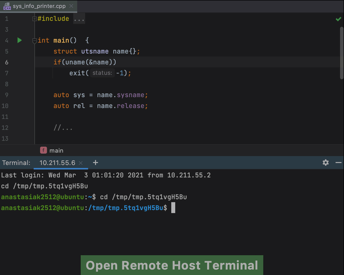 Open Remote Host