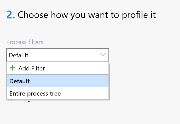 Existing profile process filters from profiling session