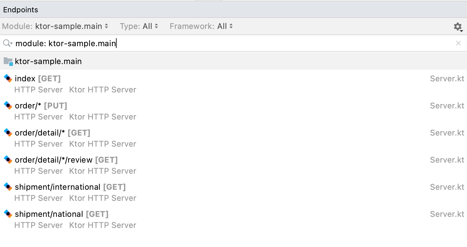 Endpoints tool window