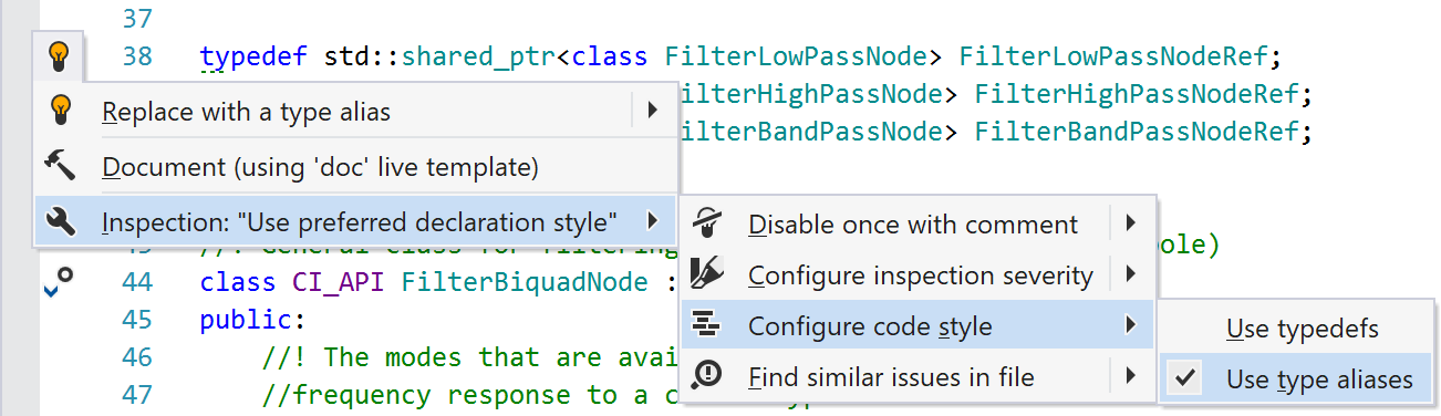 Syntax Style: configure from the context menu