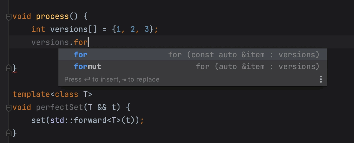 Postfix completion templates