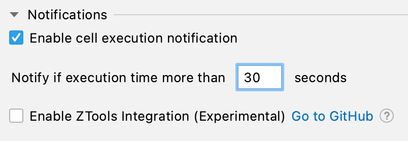 Cell Execution Settings Panel