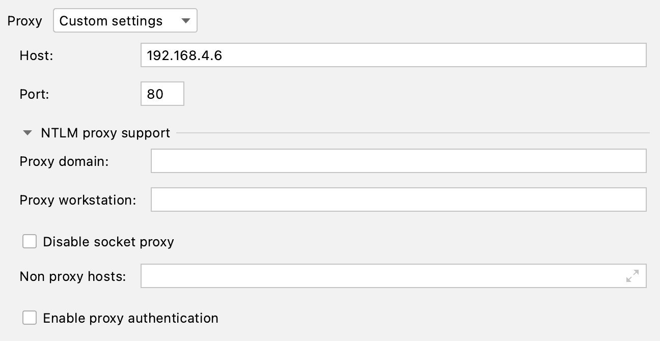 S3 Proxy Settings Panel