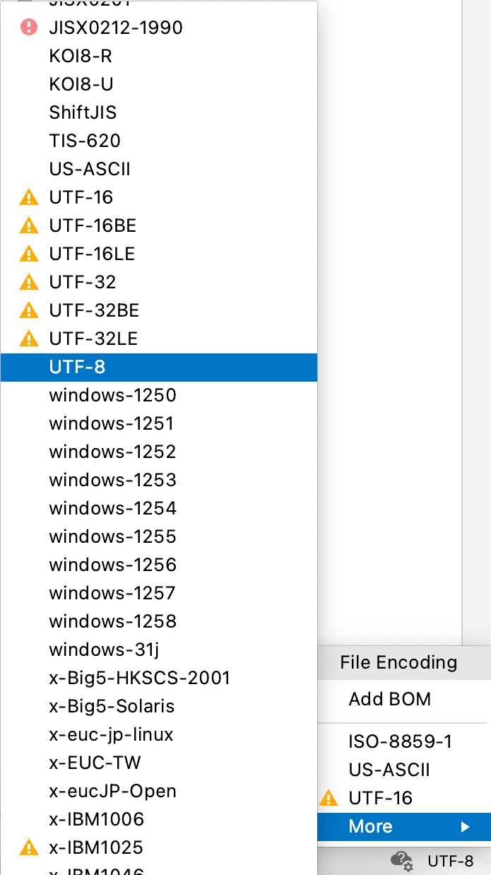 File Encoding Drop-down List