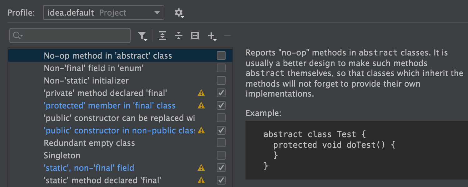 Updated Java Inspections 