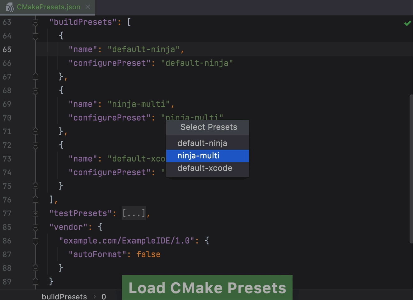 Load CMake Preset