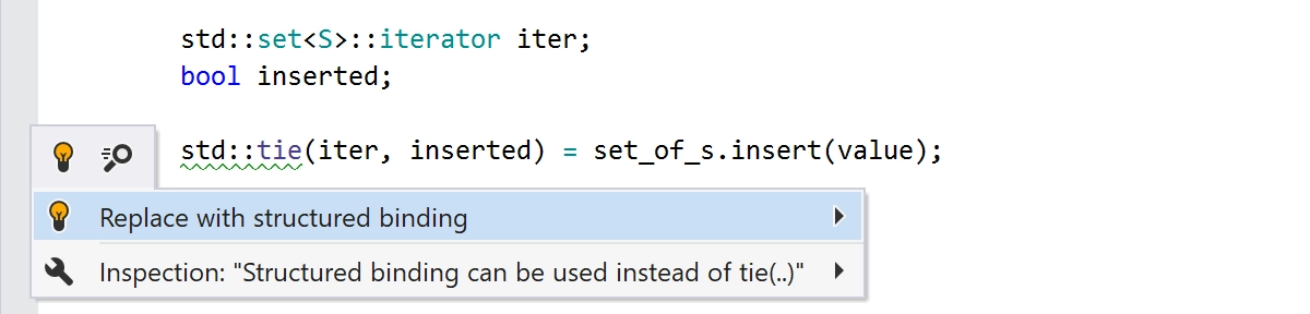 Structured binding can be used instead of tie(..)