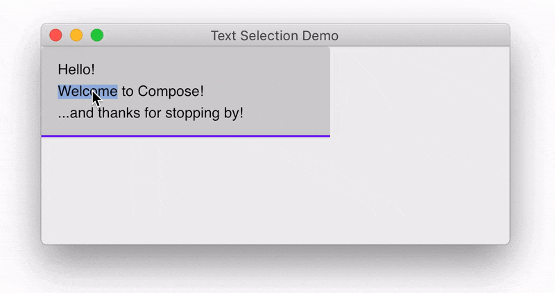 Demonstration of the selection functionality