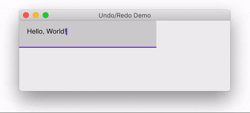 Demonstration of the undo and redo functionality