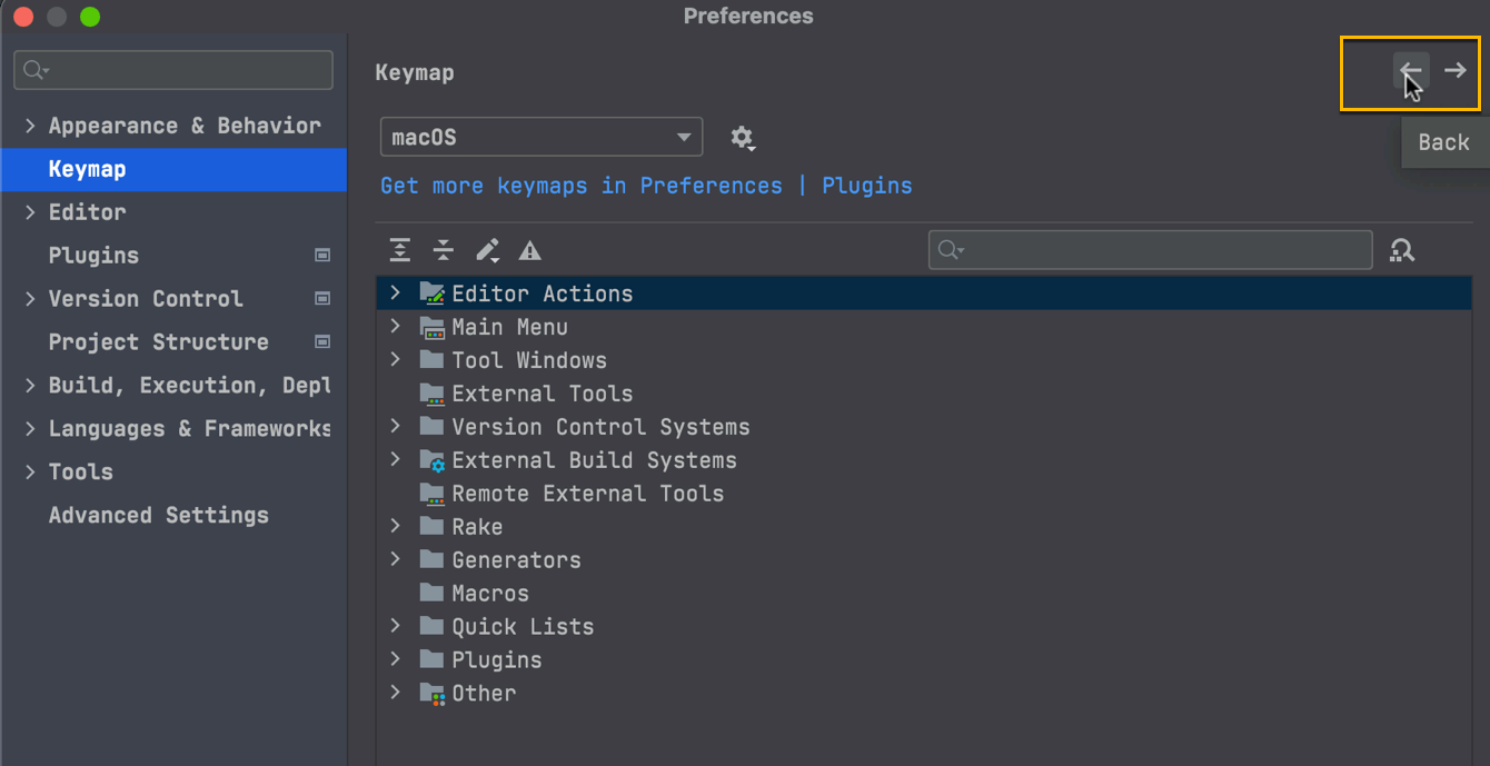 New navigation option in Preferences/Settings