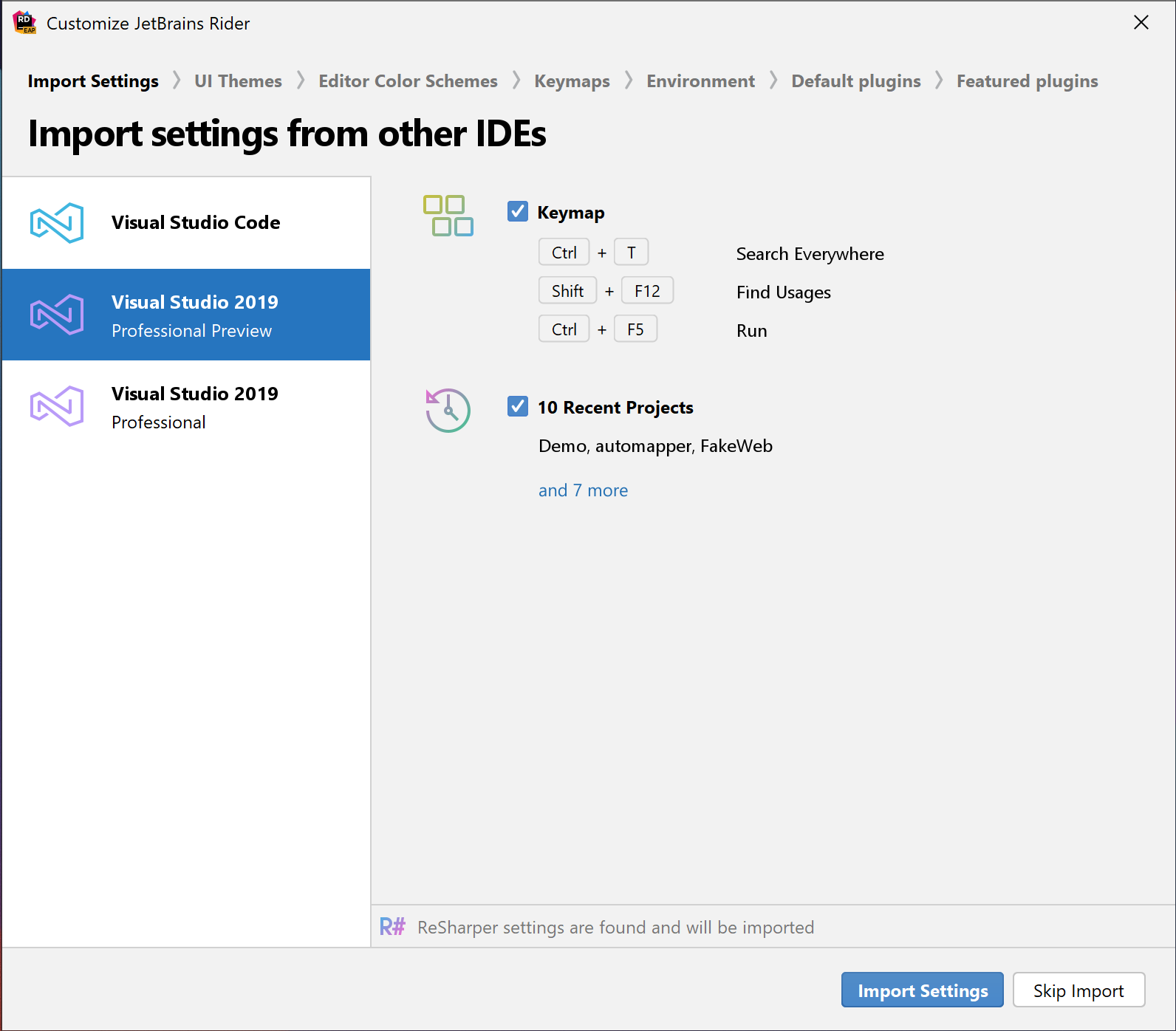 Microsoft photos app import settings