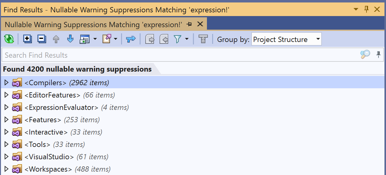 Nullable warning suppressions in Roslyn