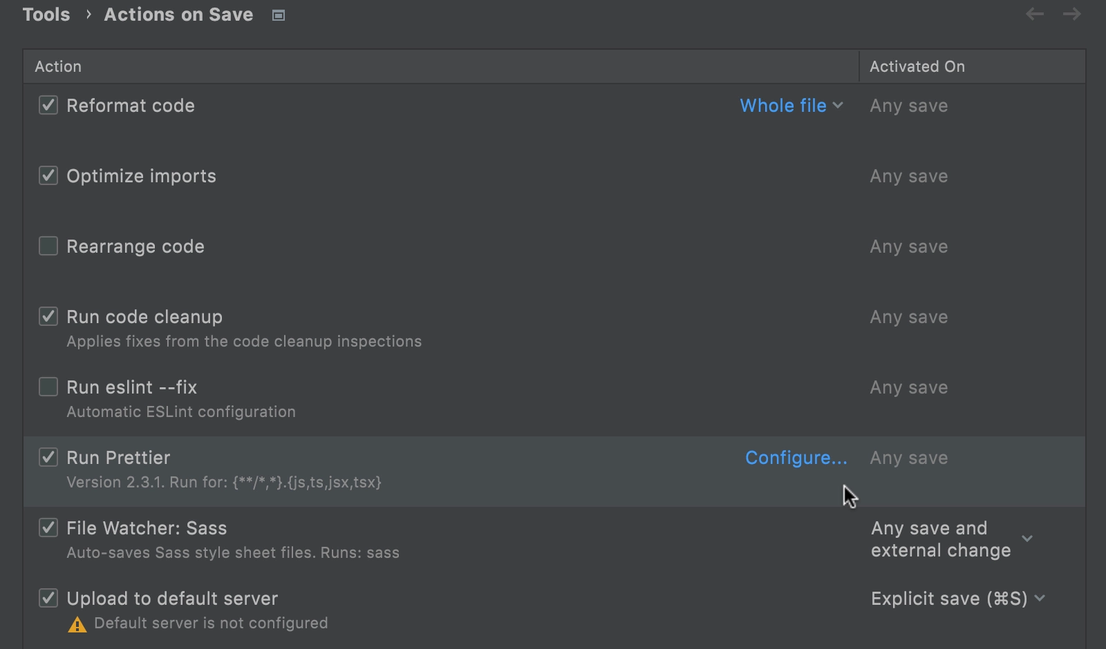 download webstorm prettier on save