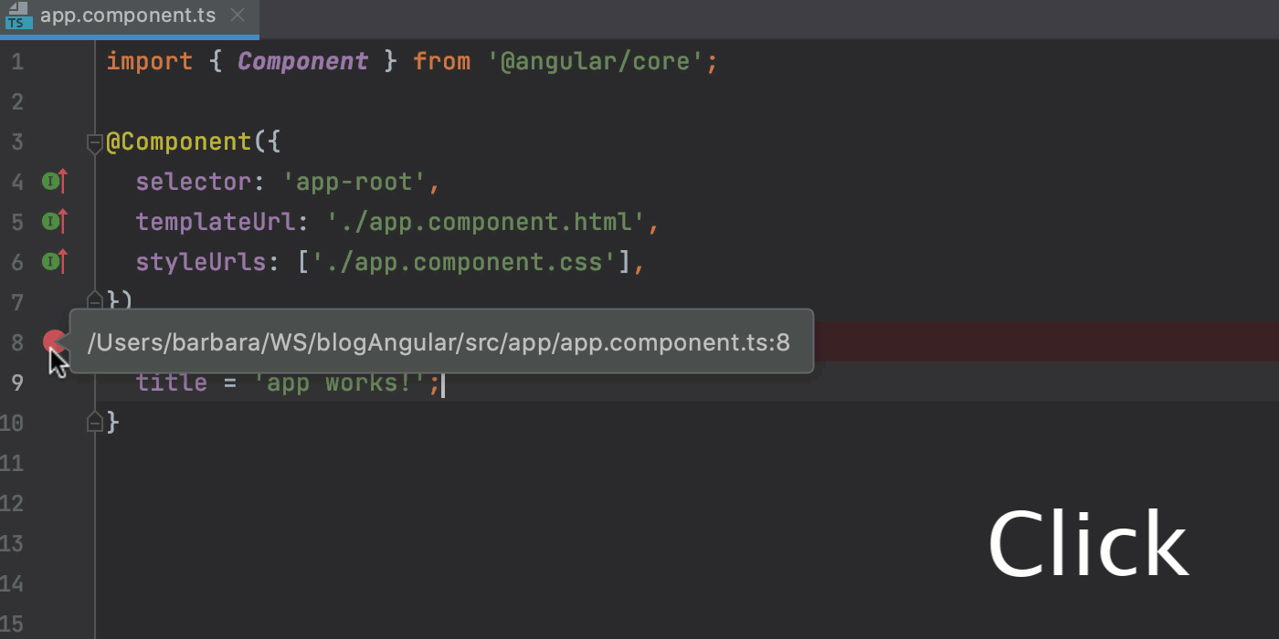 Adding and removing a breakpoint