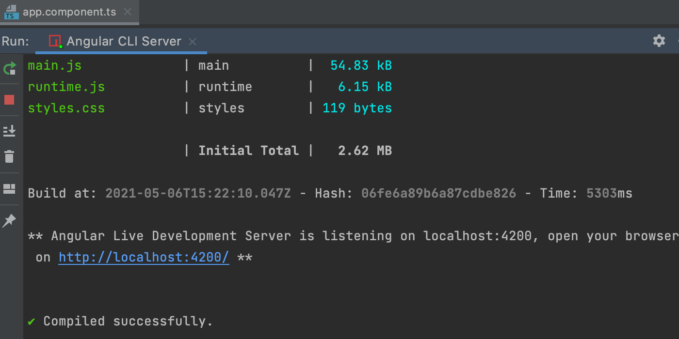 angular cli webstorm run index.html loading