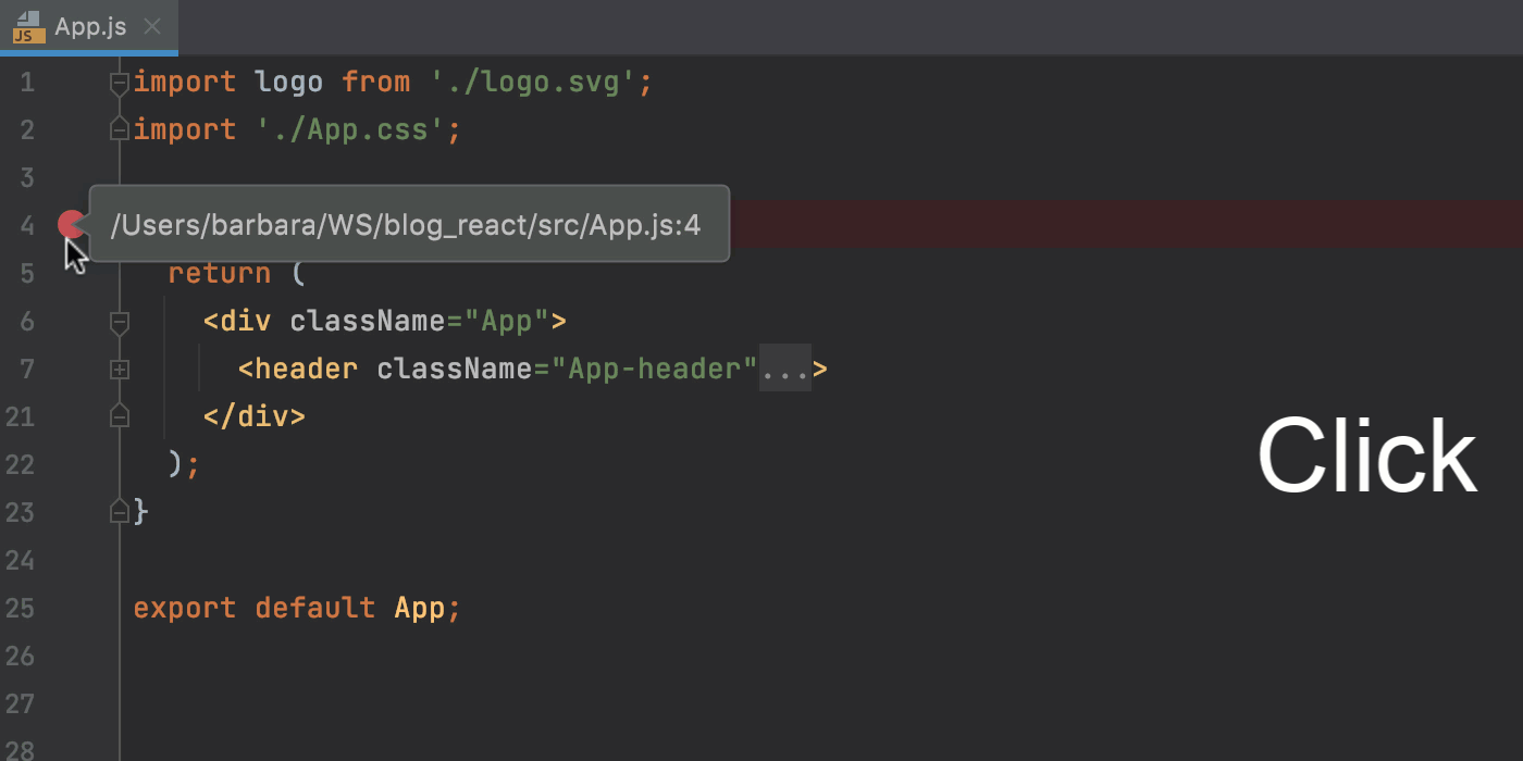 webstorm debug react