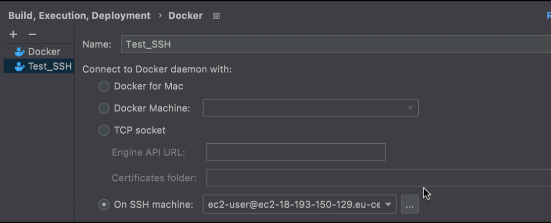 Docker via SSH
