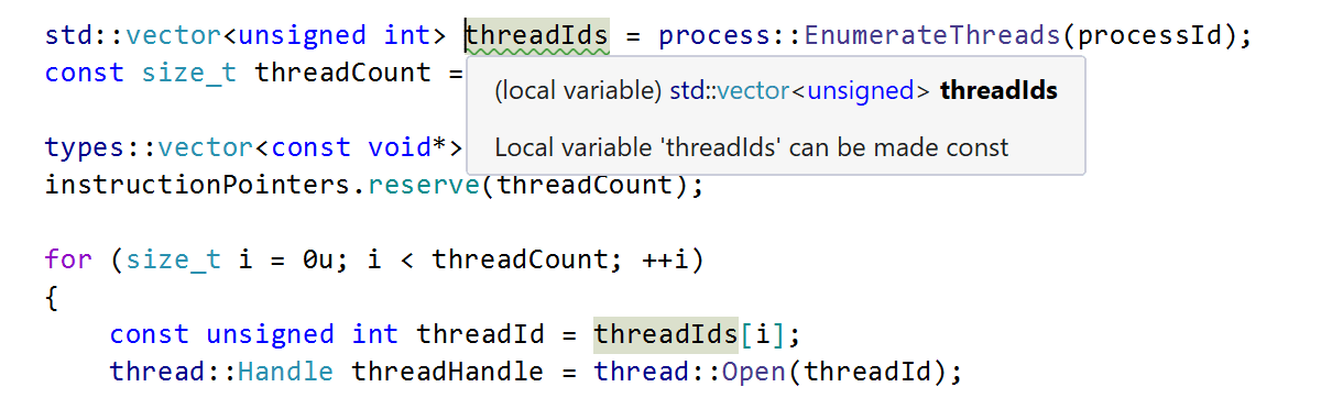 Use const to define objects with values that do not change after construction