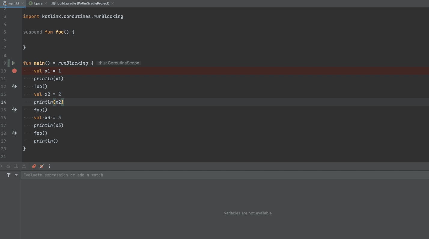 Preserving variables after suspension