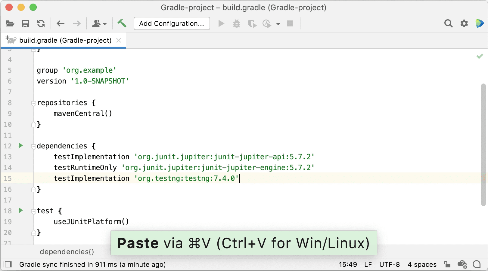 Automatic conversion of Maven dependency to Gradle DSL