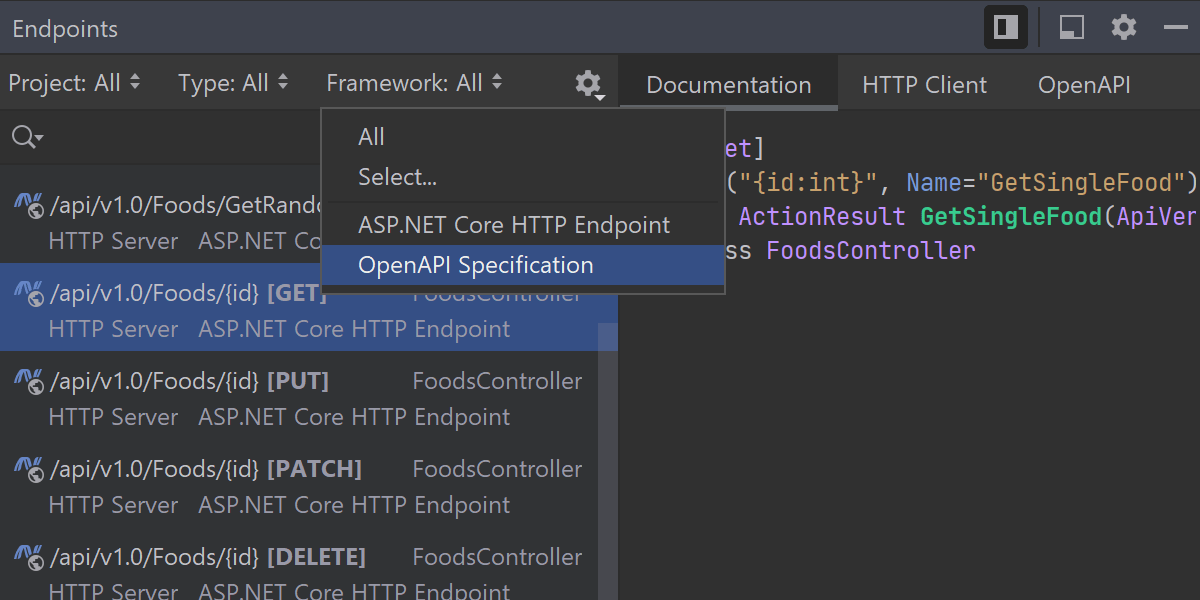 Поддержка конечных точек ASP.NET Core в Rider 2021.2