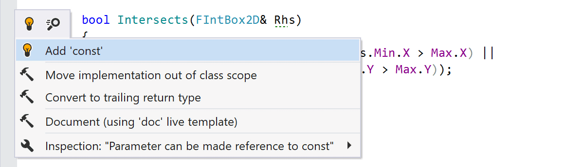 Parameter can be made reference to const
