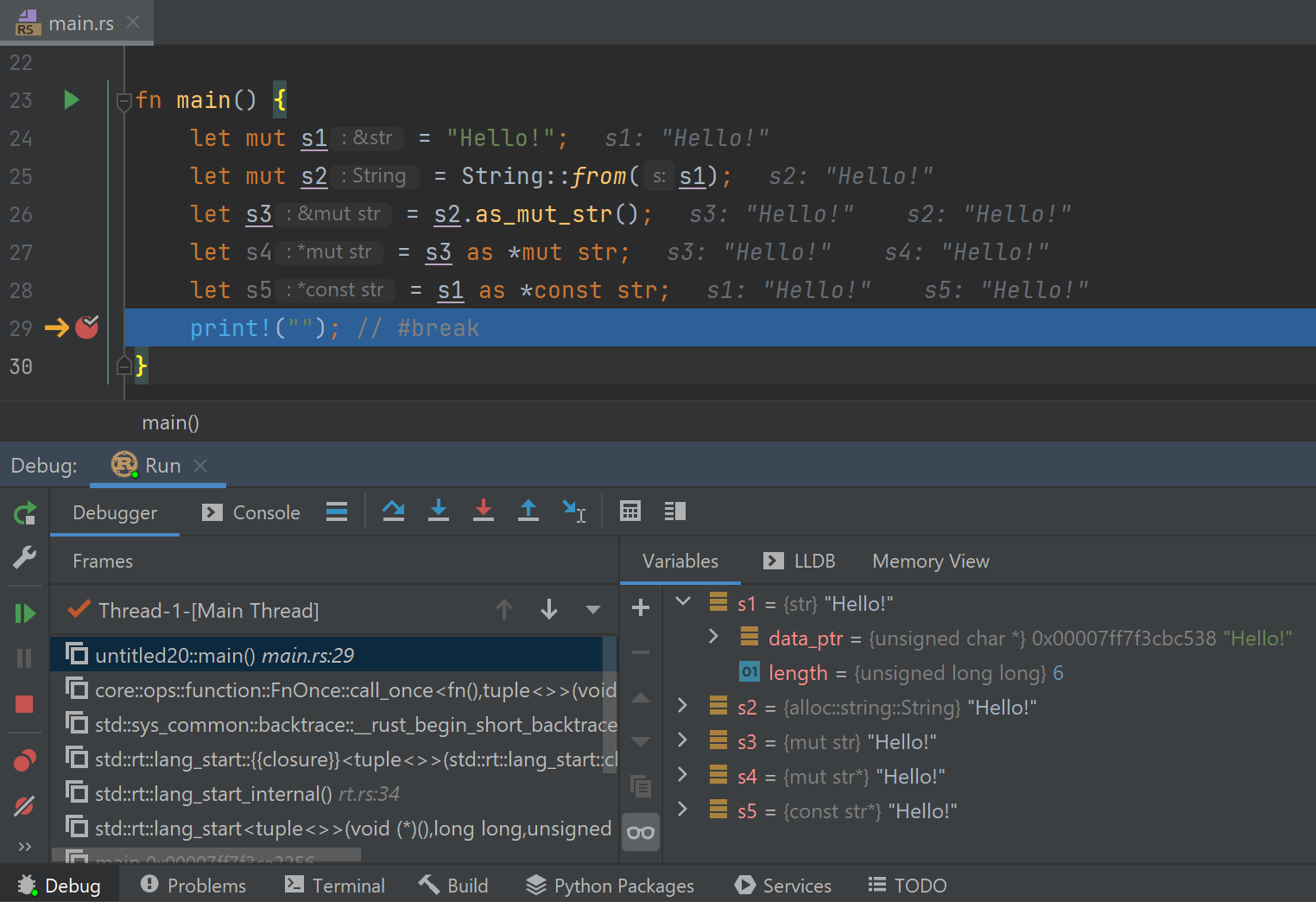 LLDB renderers for &str