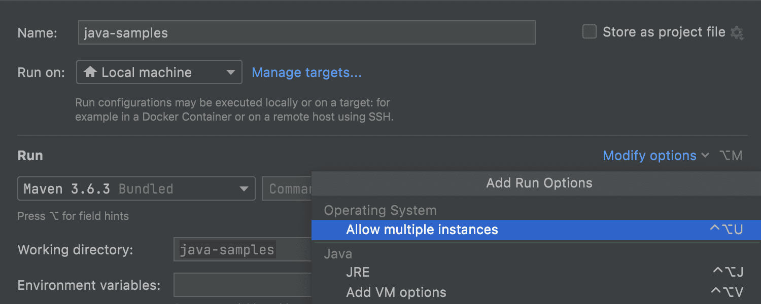 Config settings Maven 