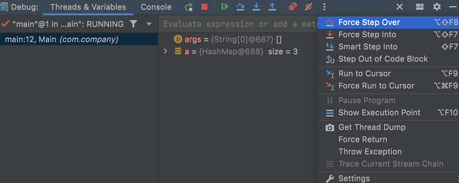 Debugger UI - new actions