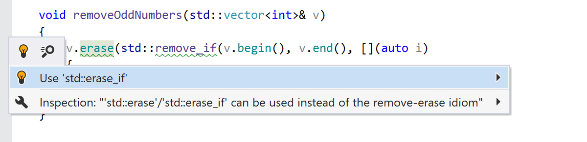 'std::erase'/'std::erase_if' can be used instead of the remove-erased idiom