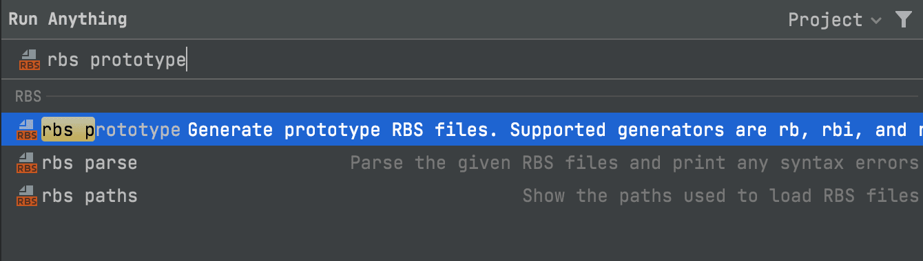 Run RBS commands with Run Anything